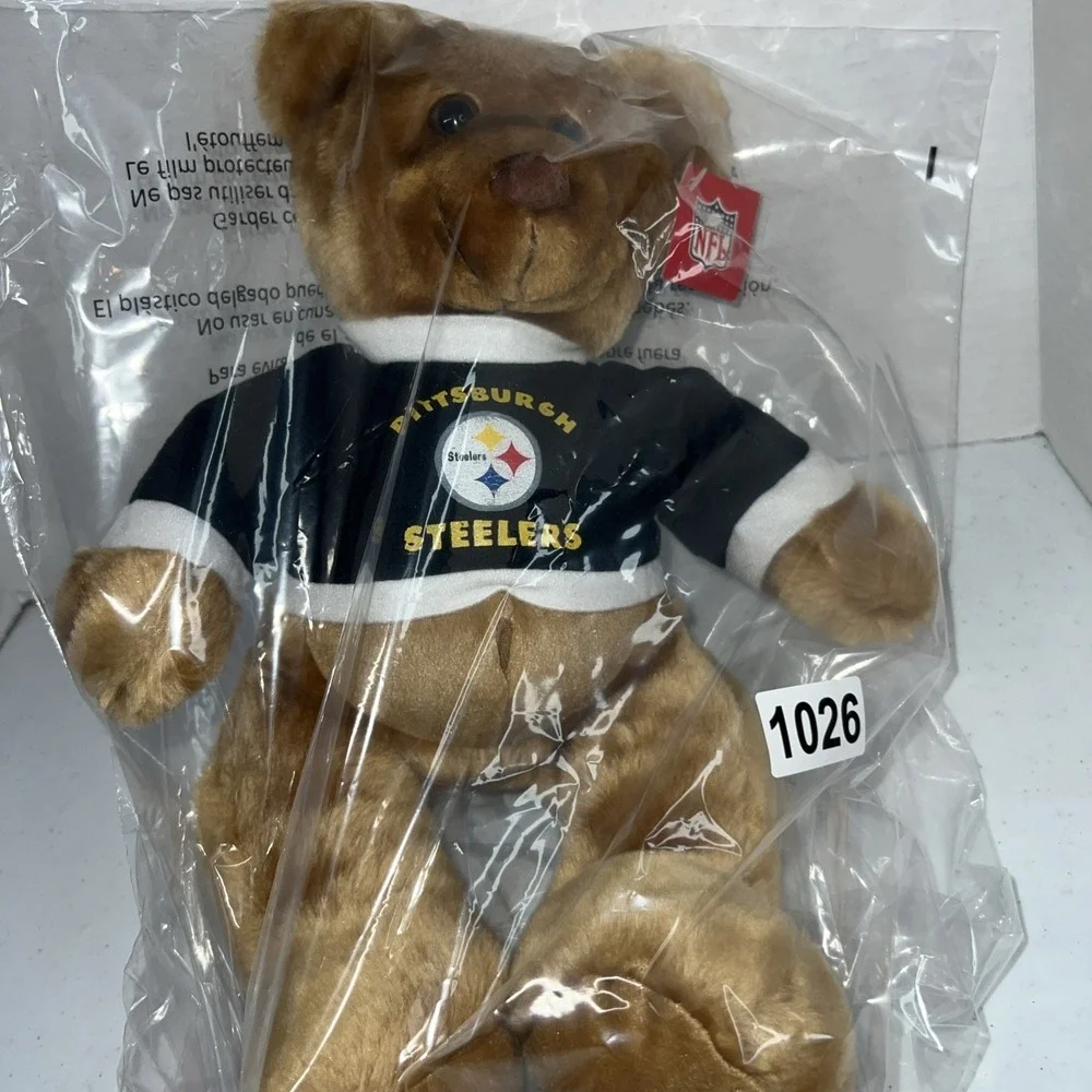 Official NFL Pittsburgh Steelers Stuffed Brown Bear w/ Shirt & Plastic Logo 15
